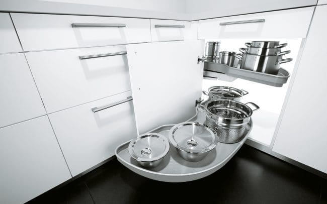 Schuller German Kitchens - Storage Solutions - Pull Out Storage - pull out le-man corner unit